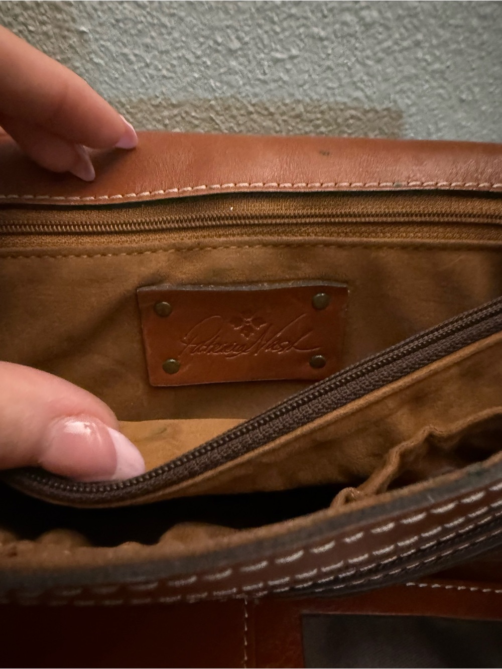 Patricia Nash Bianco Heritage Brown Leather Crossbody Organizer - Picture 9 of 10